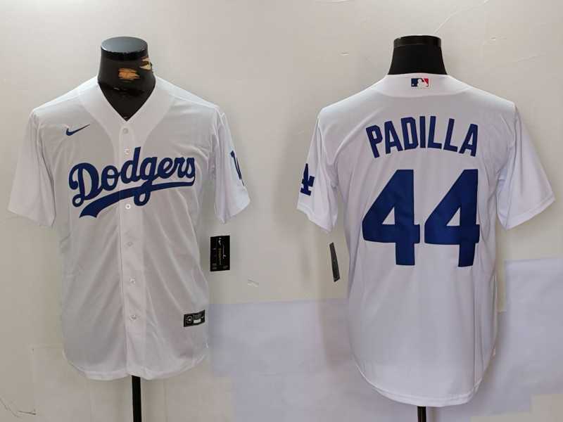 Men%27s Los Angeles Dodgers #44 Vicente Padilla White Cool Base Stitched Jersey->los angeles dodgers->MLB Jersey